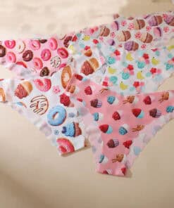 3pcs/Pack Cake & Donut Print Sexy Wavy