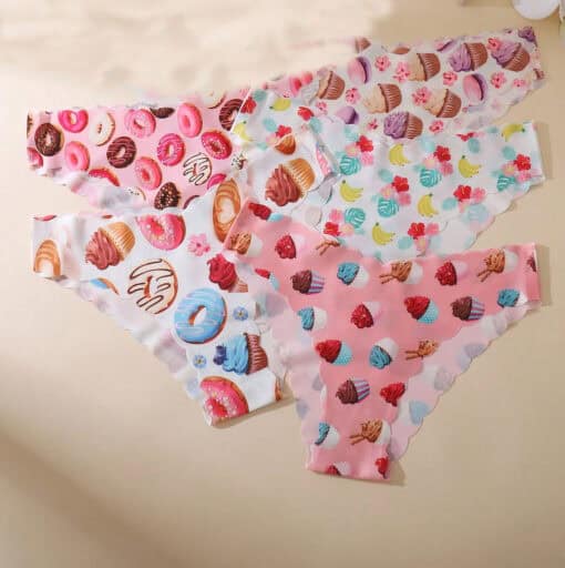 3pcs/Pack Cake & Donut Print Sexy Wavy