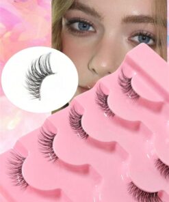 SHEIN 5 Pairs Of Half-Eye False Eyelashes With Transparent Stem, 3D Faux