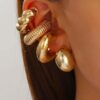 shein 5pcs Exaggerated Personality Circle C-Shaped Spiral Column Hollow Large Ear