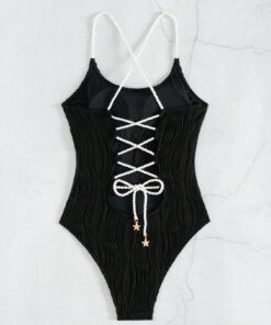 SHEIN Swim Springbreak Women's Solid Color Textured