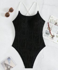 SHEIN Swim Springbreak Women's Solid Color Textured