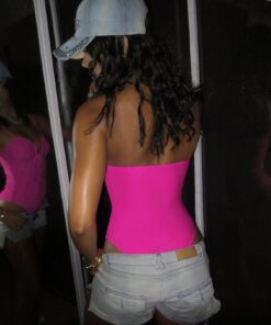 SHEIN Swim EVENT 1pc Spring Break Solid Magenta Color One-Piece