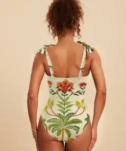 SHEIN Travachic Women's Tropical Print Halter One-Piece Swimsuit