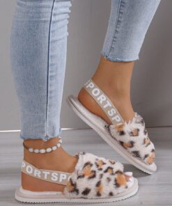 SHEIN Open Toe Furry Slippers, Warm Plush Indoor Floor Slides
