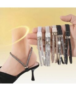 SHEIN 1pc Elegant Satin Rhinestone Shoelace Set