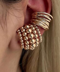 SHEIN 2pcs Exaggerated Wide Copper Clip-On Earrings