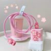 SHEIN Pink Sakura Flower Charging Cable Protector Holder Cover