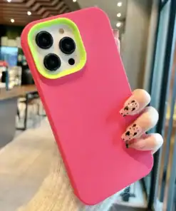 SHEIN Apple Solid Color Spray Painting Contrast Color 3-In-1 Shockproof Phone Case