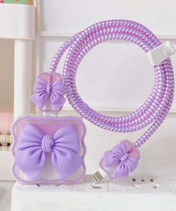 SHEIN Cute Purple Bow Decoration Data Cable