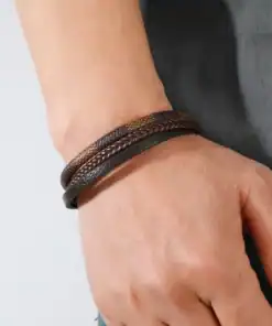 SHEIN Fashionable and Popular Men PU Polyurethane Braided Bracelet