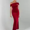 SHEIN Glamine Burgundy Color Asymmetric Sexy Off The Shoulder Dress