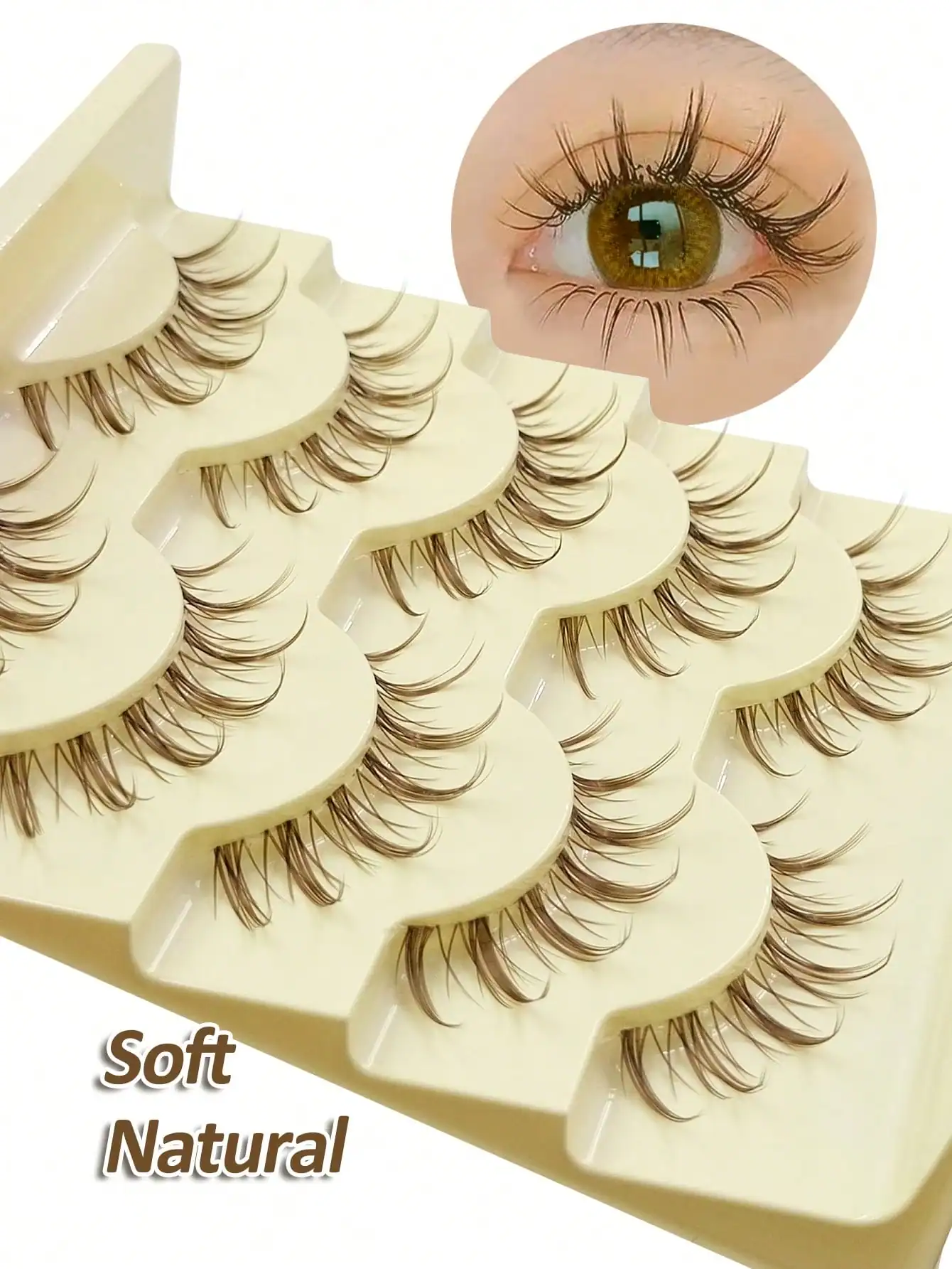 SHEIN Rikuaild 5 Pairs Manga Lashes Brown False Eyelashes