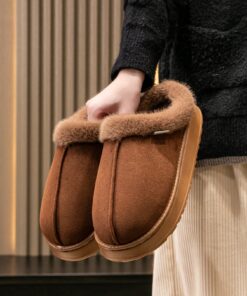 SHEIN Women's Autumn/Winter Plush Lined Thick Sole Slippers