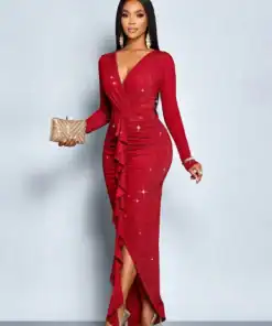 SHEIN SOLERSUN Autumn And Winter Women's Wear Elegant Maxi Dress