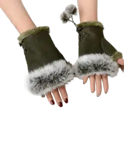 Alternative view of SHEIN 1 Pair Suede Lace-Up Fingerless Gloves For Women