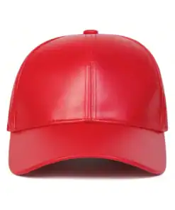 1pc Men's Solid Color PU Leather Adjustable Baseball Cap
