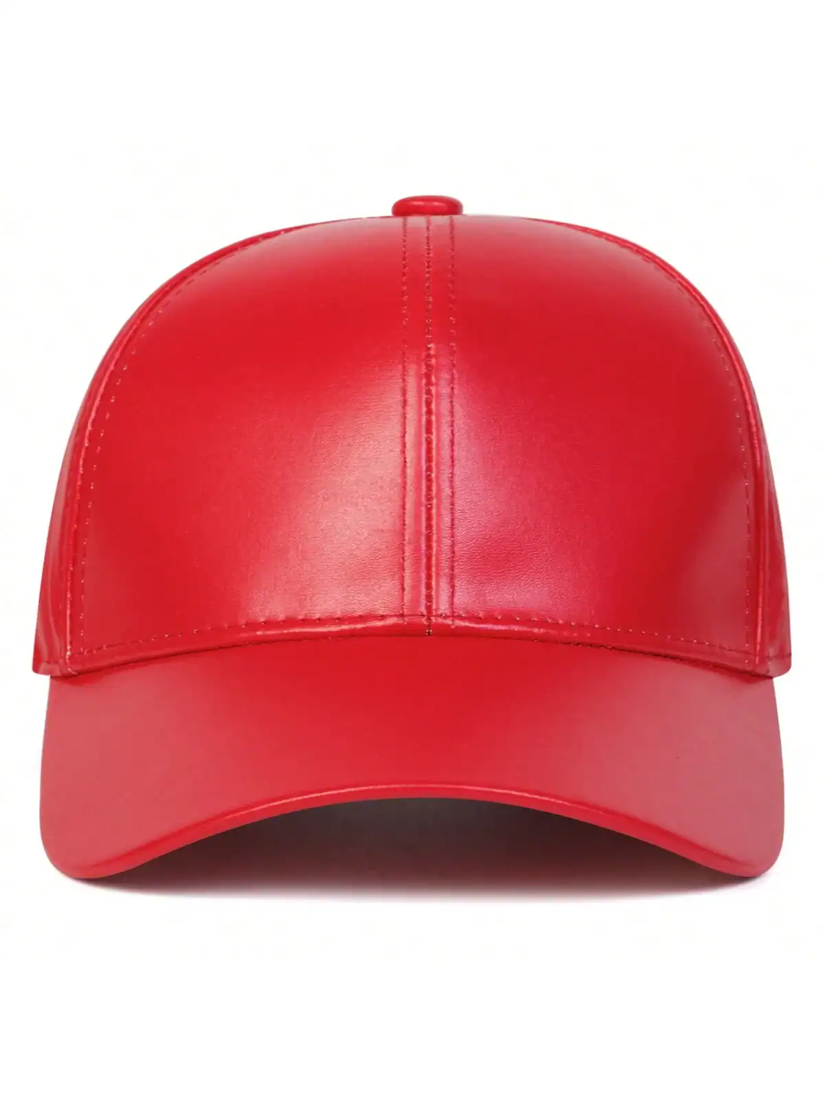 1pc Men's Solid Color PU Leather Adjustable Baseball Cap