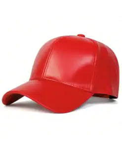 1pc Men's Solid Color PU Leather Adjustable Baseball Cap