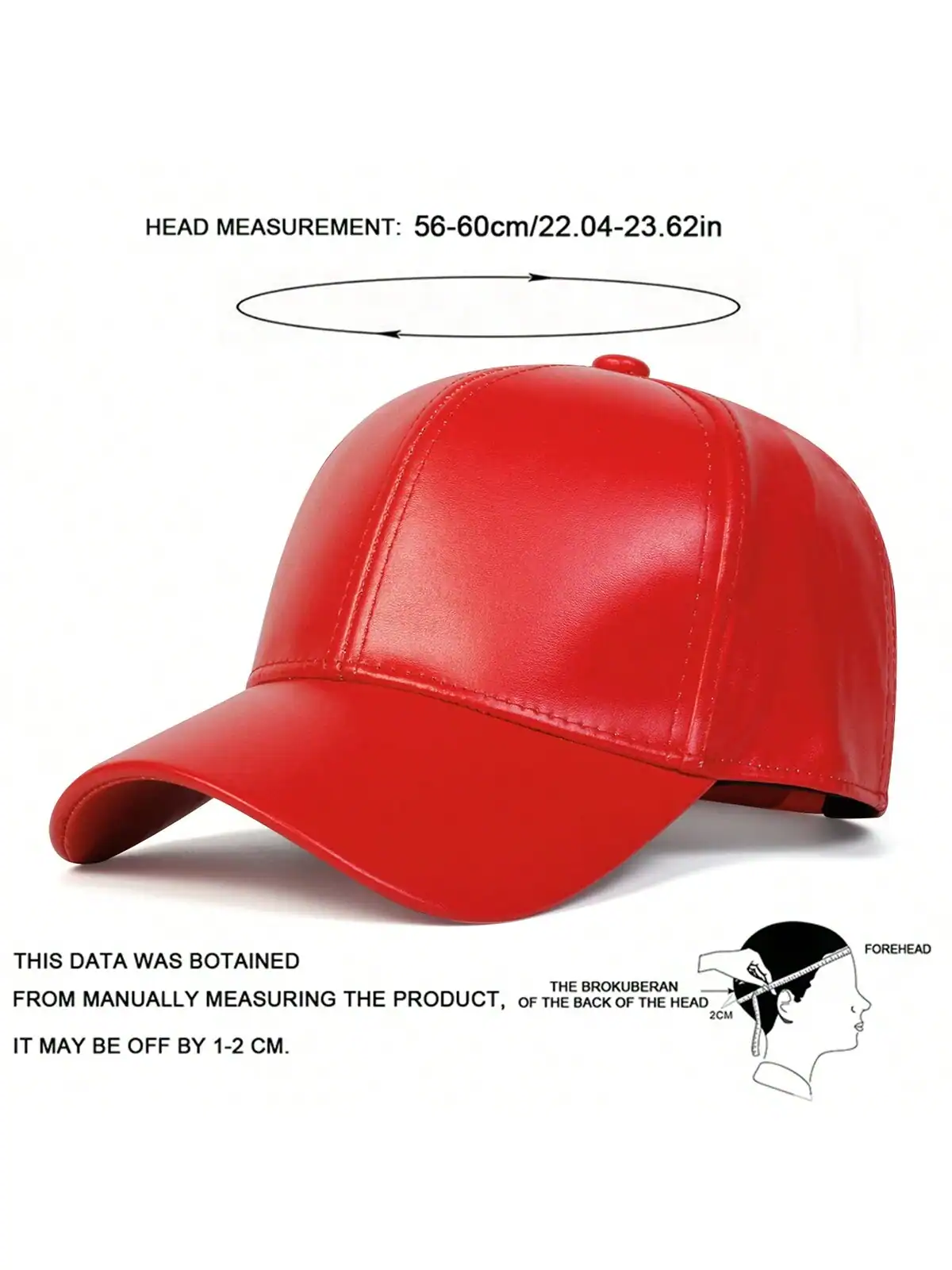 SHEIN 1pc Men's Solid Color PU Leather Adjustable Baseball Cap - الصورة 2