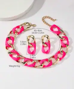 SHEIN Resin Eight-character Twist Link Chain Fashionable Lady's Necklace, Earrings