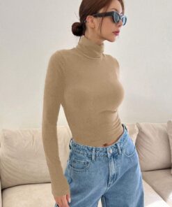 DAZY Women's Solid Color Casual Fleece Fitted Long Sleeve