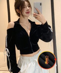 SHEIN DAZY Women Velvet Contrast Color Patchwork Bow Cropped Sweatshirt