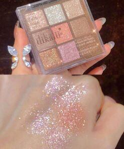 DIKALU 9-Color Eyeshadow Palette, Glitter Eye Shadow Powder