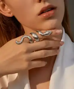 Gothic Punk Exaggerated Coiled Snake Ring Suitable For Women's Daily Wear