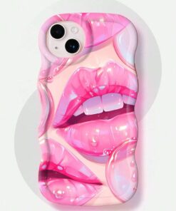 SHEIN Luminous Wavy Sexy Lips Phone Case