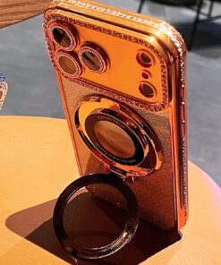 Alternative view of SHEIN Luxury Bling Glitter Camera Rhinestone Ring Holder Gradient Sequins Plating Phone Case Compatible With IPhone