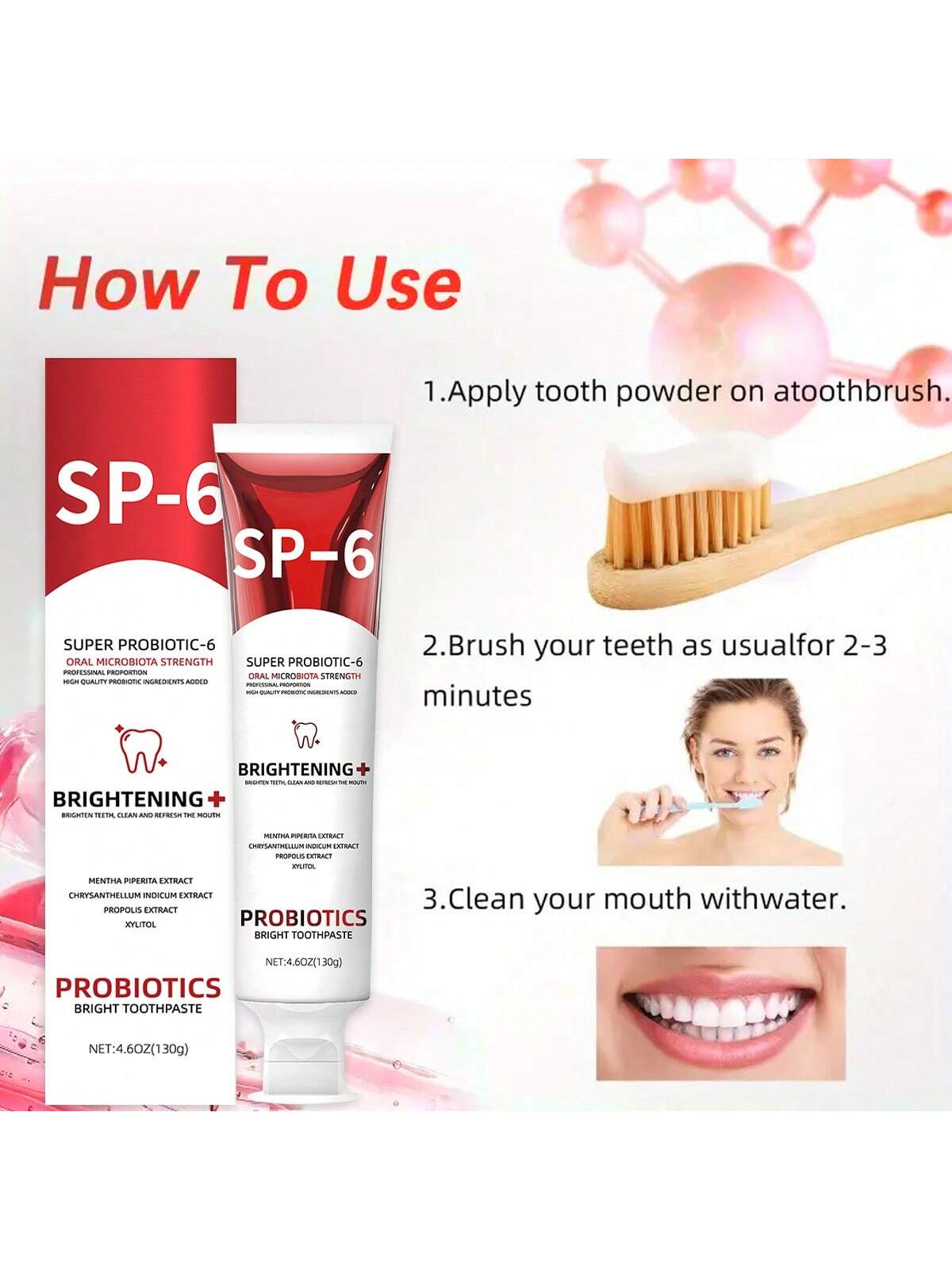 Probiotic Toothpaste, Effective Teeth Whitening, Protect Enamel, Remove Stains