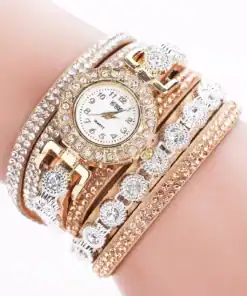 SHRIN Rhinestone Decor Quartz Wrap Watch