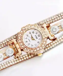 SHRIN Rhinestone Decor Quartz Wrap Watch