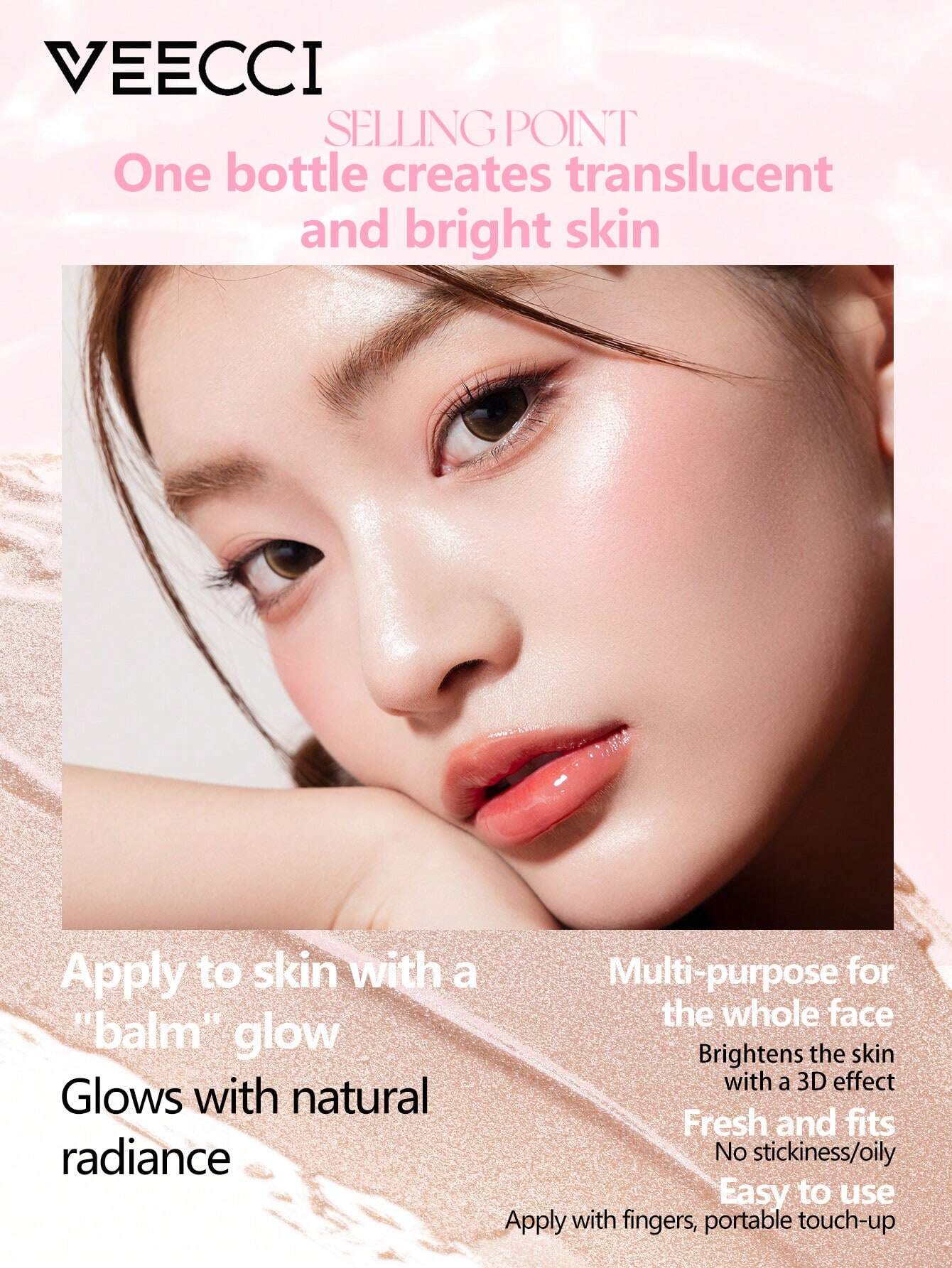 SHEIN VEECCI Hydrating Stick Highlighting Stick Hydrating Natural Brightening - الصورة 2