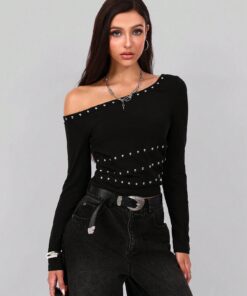 Women's Asymmetric Punk Sexy One Shoulder Exposed Shoulder Top