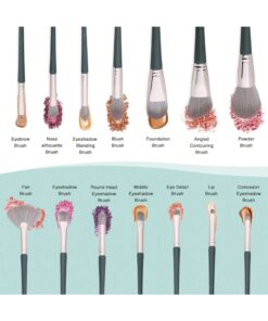 SHEIN mulynsie 14 Piece Dark Green Luxe Piece Professional Kabuki Makeup Brush Set