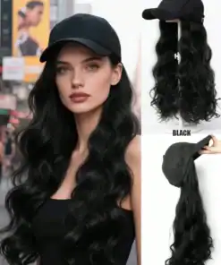 22 Inch Women's Baseball Cap Wig, Synthetic Women's Wig That Combines Wig Cap And Curly Wig